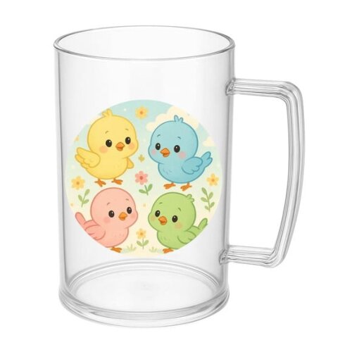 Caneca de Chopp Infantil Personalizada Passarinhos Baby