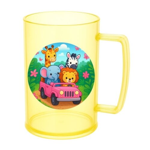 Caneca de Chopp Infantil Personalizada Safari Rosa