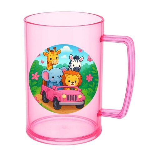 Caneca de Chopp Infantil Personalizada Safari Rosa