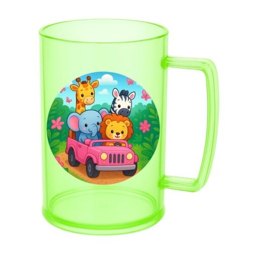 Caneca de Chopp Infantil Personalizada Safari Rosa