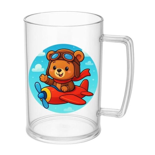 Caneca de Chopp Infantil Personalizada Ursinho Aviador