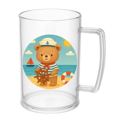 Caneca de Chopp Infantil Personalizada Ursinho Marinheiro