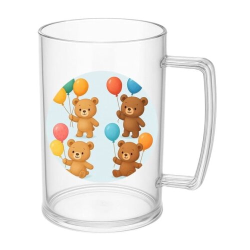 Caneca de Chopp Infantil Personalizada Ursinhos com Balões