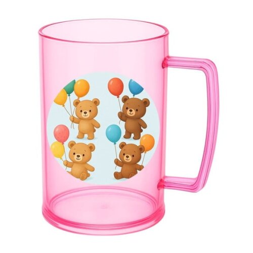 Caneca de Chopp Infantil Personalizada Ursinhos com Balões