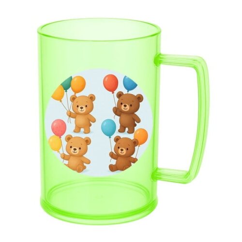 Caneca de Chopp Infantil Personalizada Ursinhos com Balões