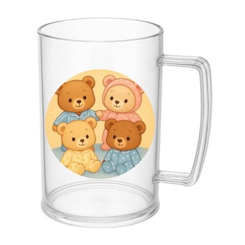 Caneca de Chopp Infantil Personalizada Ursinhos de Pijama