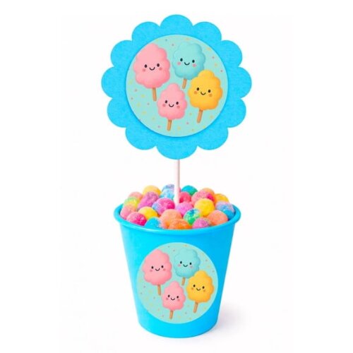Centro de Mesa Flor Personalizado Algodão Doce