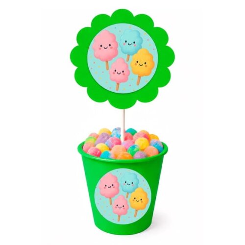 Centro de Mesa Flor Personalizado Algodão Doce