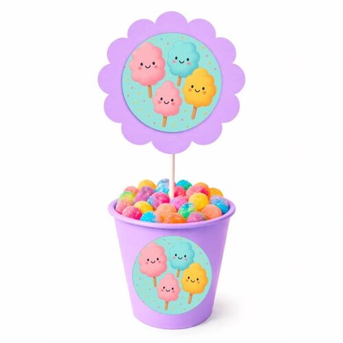Centro de Mesa Flor Personalizado Algodão Doce
