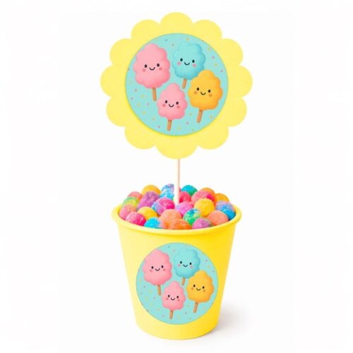 Centro de Mesa Flor Personalizado Algodão Doce