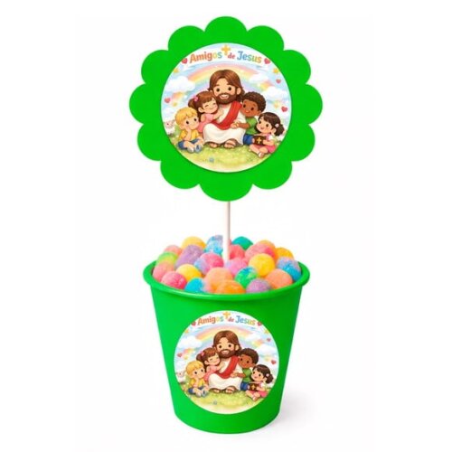 Centro de Mesa Flor Personalizado Amigos de Jesus