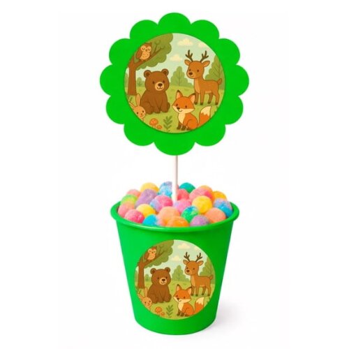 Centro de Mesa Flor Personalizado Animais da Floresta
