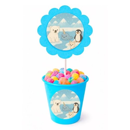 Centro de Mesa Flor Personalizado Animais do Ártico