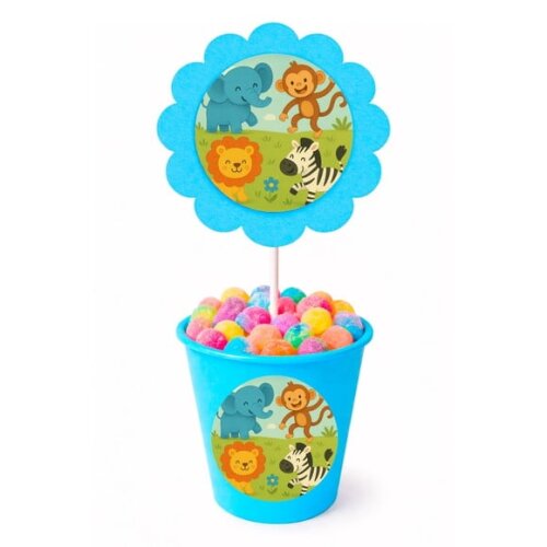 Centro de Mesa Flor Personalizado Animais Divertidos