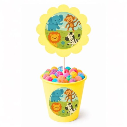Centro de Mesa Flor Personalizado Animais Divertidos