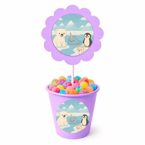 Centro de Mesa Flor Personalizado Animais do Ártico