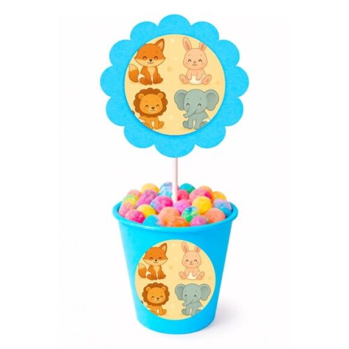 Centro de Mesa Flor Personalizado Animais Fofinhos Baby