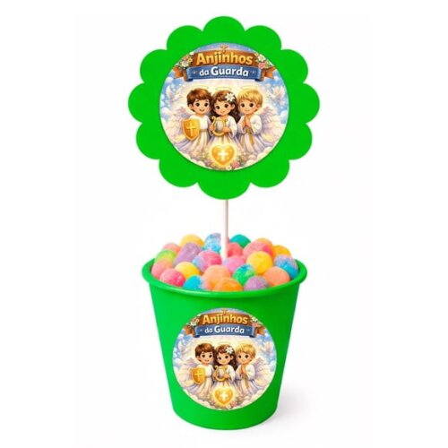 Centro de Mesa Flor Personalizado Anjinhos da Guarda