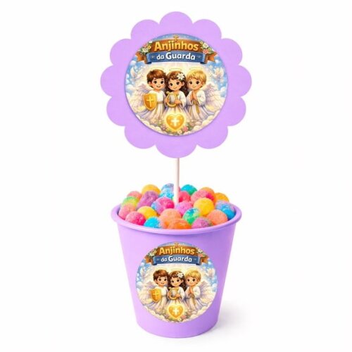 Centro de Mesa Flor Personalizado Anjinhos da Guarda