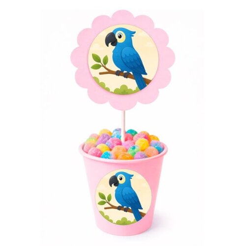 Centro de Mesa Flor Personalizado Arara Azul