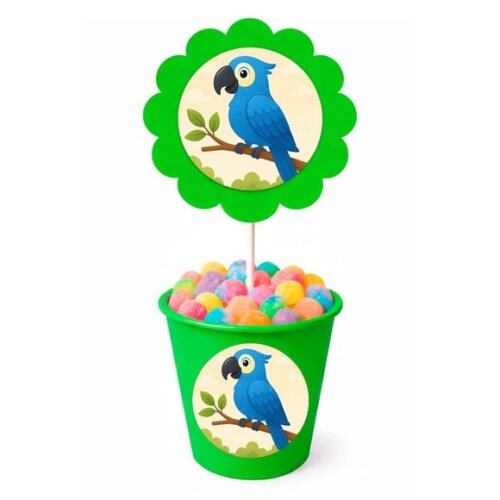 Centro de Mesa Flor Personalizado Arara Azul