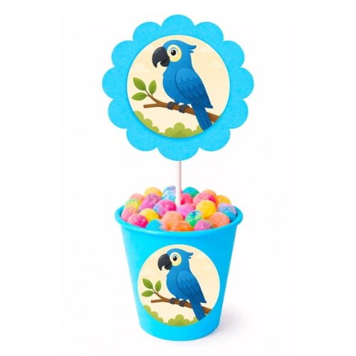 Centro de Mesa Flor Personalizado Arara Azul