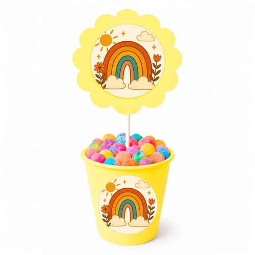 Centro de Mesa Flor Personalizado Arco-íris Boho