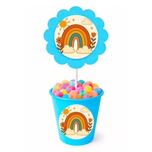 Centro de Mesa Flor Personalizado Arco-íris Boho
