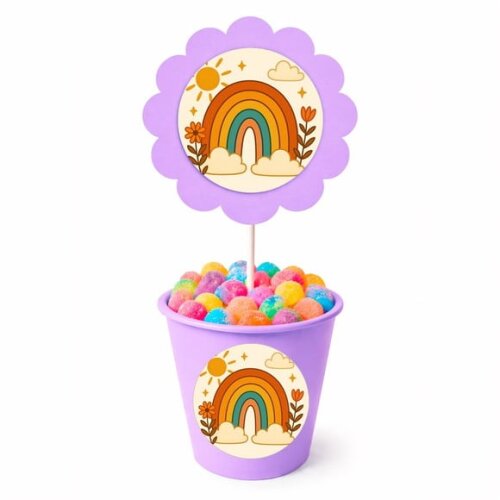 Centro de Mesa Flor Personalizado Arco-íris Boho