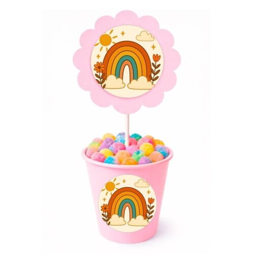 Centro de Mesa Flor Personalizado Arco-íris Boho