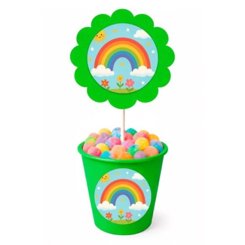 Centro de Mesa Flor Personalizado Arco-íris