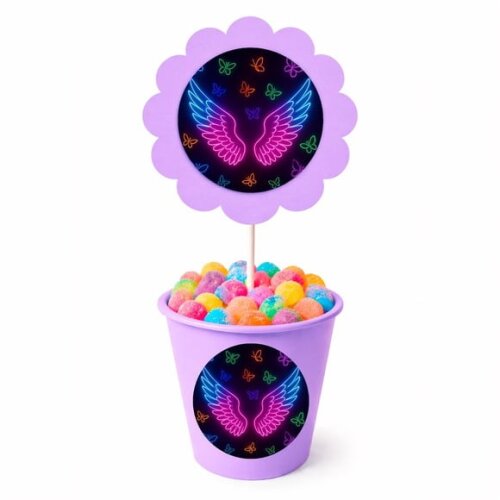 Centro de Mesa Flor Personalizado Asas Neon