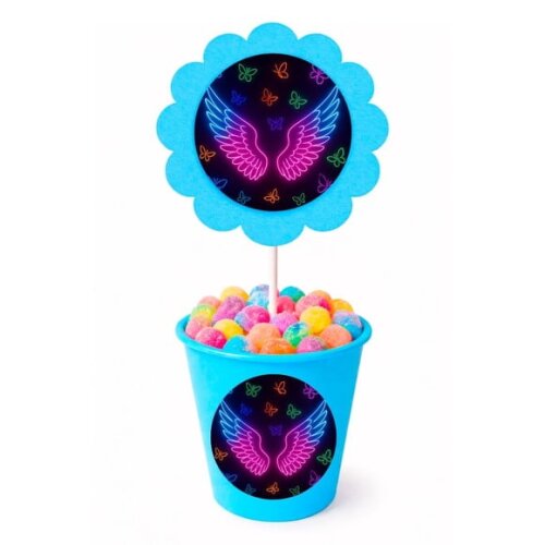 Centro de Mesa Flor Personalizado Asas Neon