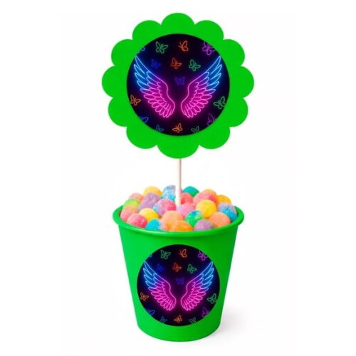 Centro de Mesa Flor Personalizado Asas Neon