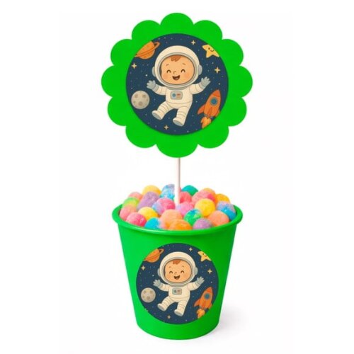 Centro de Mesa Flor Personalizado Astronauta Baby