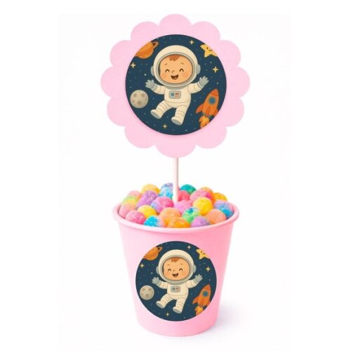 Centro de Mesa Flor Personalizado Astronauta Baby