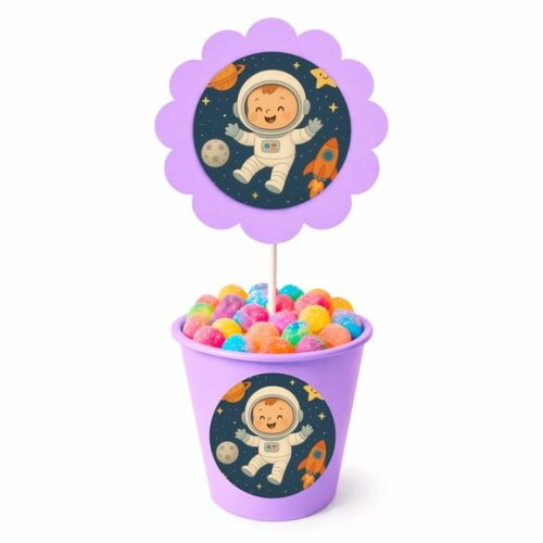 Centro de Mesa Flor Personalizado Astronauta Baby