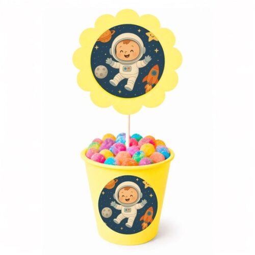 Centro de Mesa Flor Personalizado Astronauta Baby