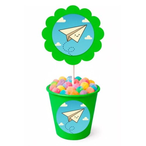 Centro de Mesa Flor Personalizado Aviãozinho de Papel