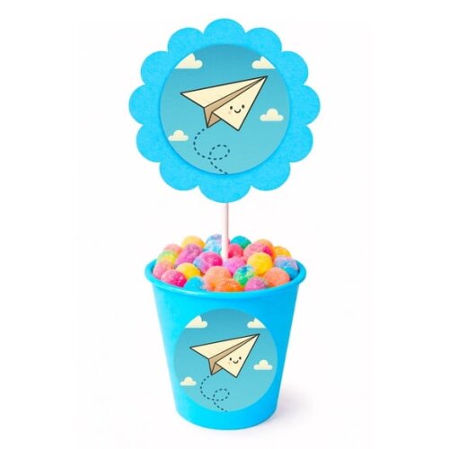 Centro de Mesa Flor Personalizado Aviãozinho de Papel
