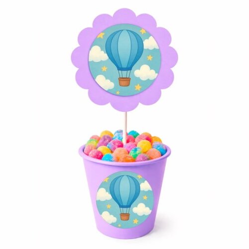 Centro de Mesa Flor Personalizado Balão de Ar Azul