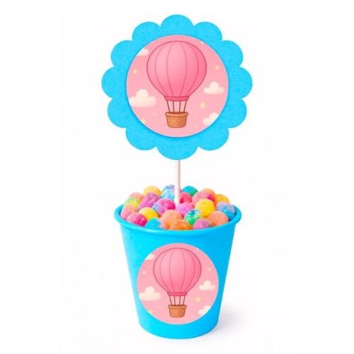 Centro de Mesa Flor Personalizado Balão de Ar Rosa