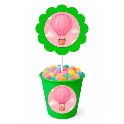 Centro de Mesa Flor Personalizado Balão de Ar Rosa