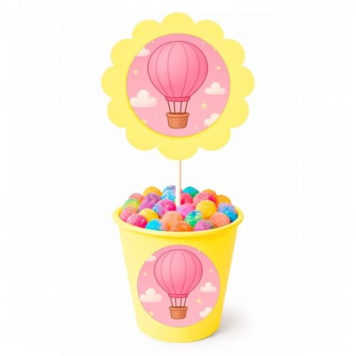 Centro de Mesa Flor Personalizado Balão de Ar Rosa