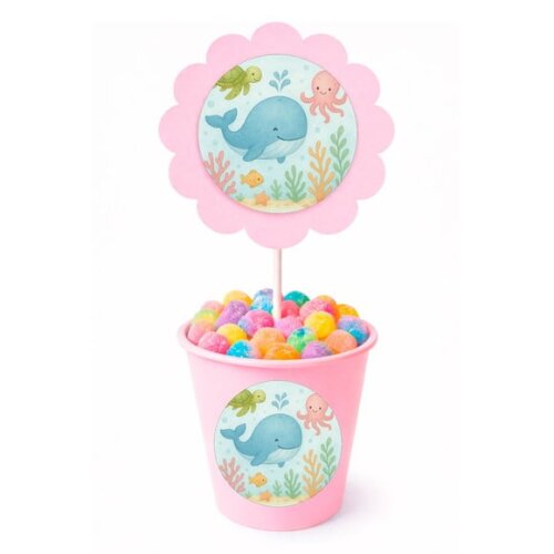 Centro de Mesa Flor Personalizado Baleia Aquarela