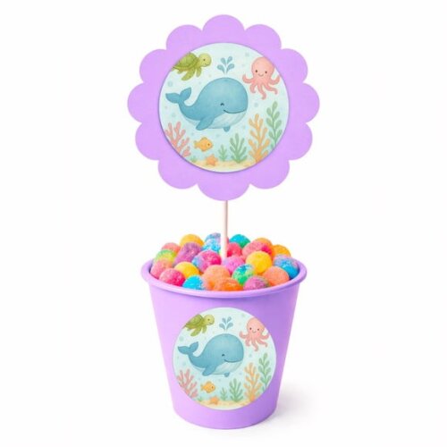 Centro de Mesa Flor Personalizado Baleia Aquarela