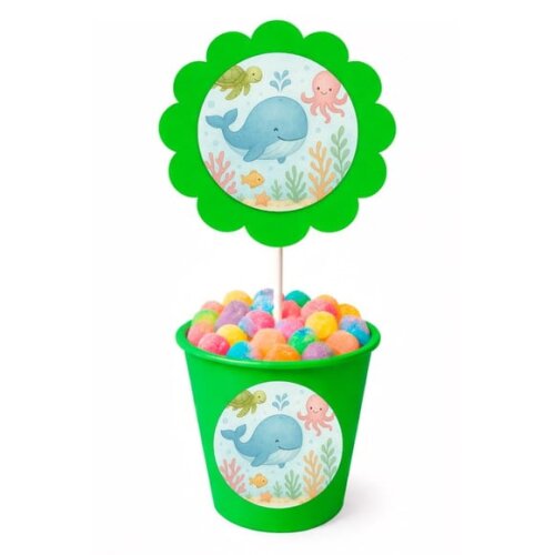 Centro de Mesa Flor Personalizado Baleia Aquarela