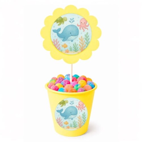 Centro de Mesa Flor Personalizado Baleia Aquarela