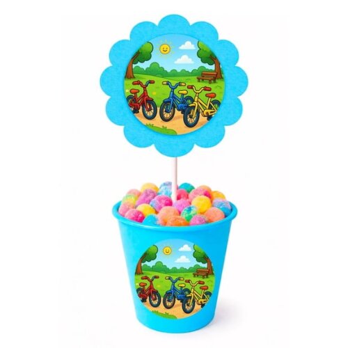 Centro de Mesa Flor Personalizado Bicicletas Coloridas