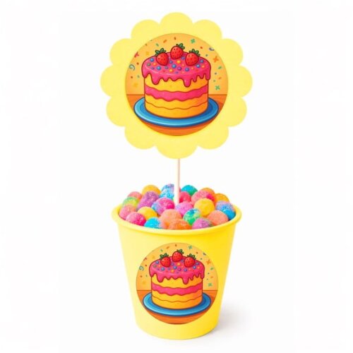 Centro de Mesa Flor Personalizado Bolo Confeitado